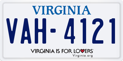 VA license plate VAH4121