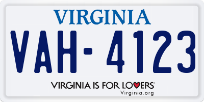VA license plate VAH4123