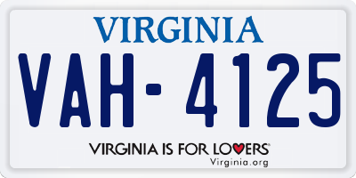 VA license plate VAH4125