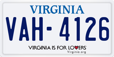 VA license plate VAH4126