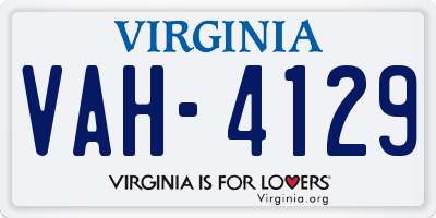 VA license plate VAH4129