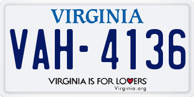 VA license plate VAH4136