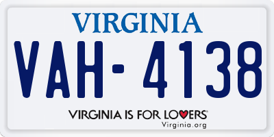 VA license plate VAH4138
