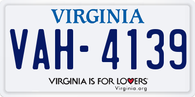 VA license plate VAH4139