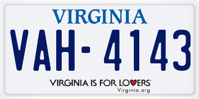 VA license plate VAH4143