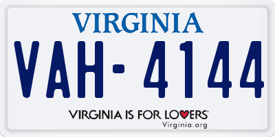 VA license plate VAH4144