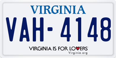 VA license plate VAH4148