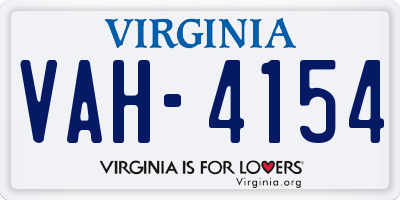 VA license plate VAH4154