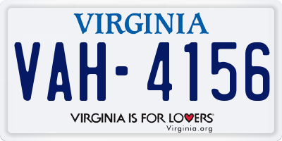 VA license plate VAH4156