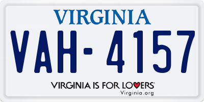 VA license plate VAH4157