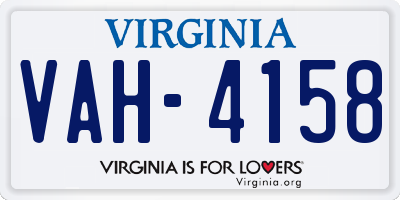 VA license plate VAH4158