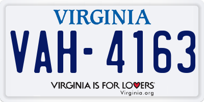 VA license plate VAH4163
