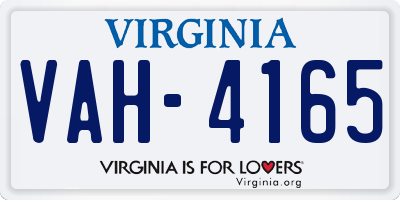 VA license plate VAH4165