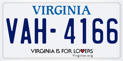 VA license plate VAH4166