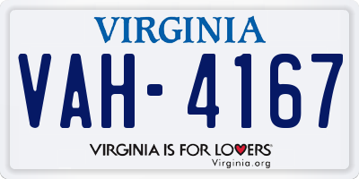 VA license plate VAH4167