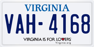 VA license plate VAH4168