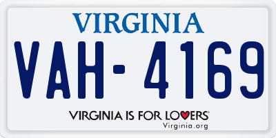 VA license plate VAH4169