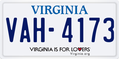 VA license plate VAH4173