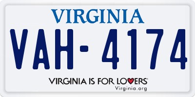 VA license plate VAH4174