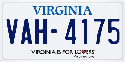 VA license plate VAH4175