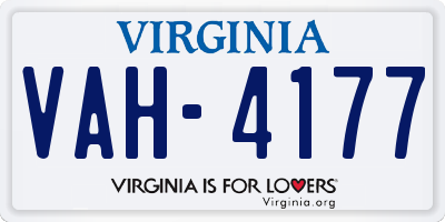VA license plate VAH4177
