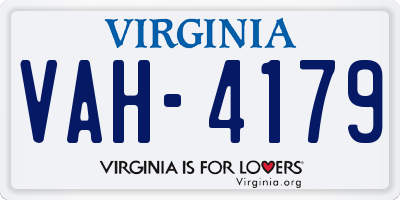 VA license plate VAH4179