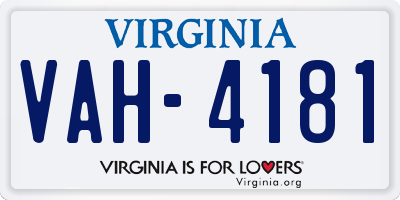 VA license plate VAH4181