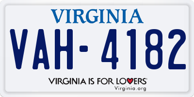 VA license plate VAH4182