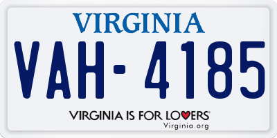 VA license plate VAH4185