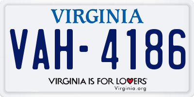 VA license plate VAH4186