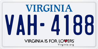 VA license plate VAH4188