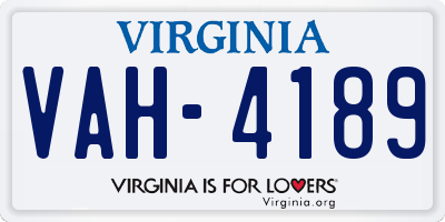 VA license plate VAH4189