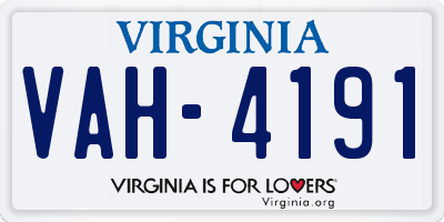 VA license plate VAH4191