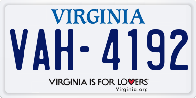 VA license plate VAH4192