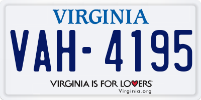 VA license plate VAH4195