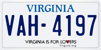 VA license plate VAH4197