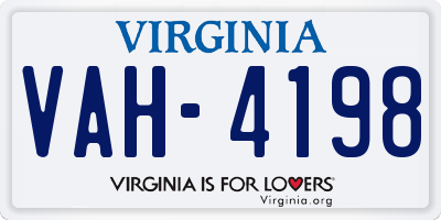 VA license plate VAH4198