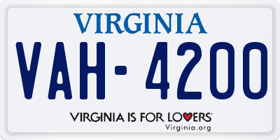 VA license plate VAH4200