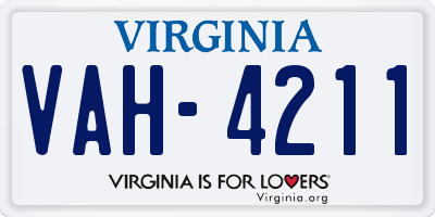 VA license plate VAH4211
