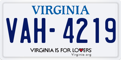 VA license plate VAH4219