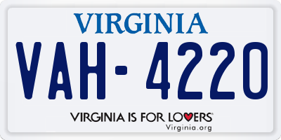 VA license plate VAH4220