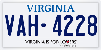 VA license plate VAH4228
