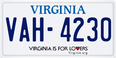 VA license plate VAH4230