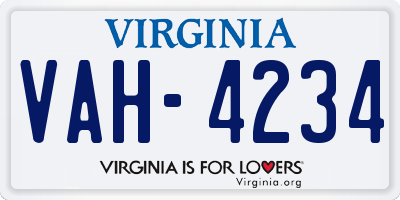 VA license plate VAH4234