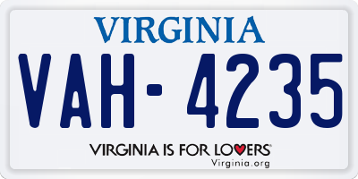 VA license plate VAH4235