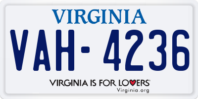 VA license plate VAH4236
