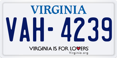 VA license plate VAH4239