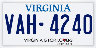 VA license plate VAH4240