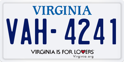 VA license plate VAH4241