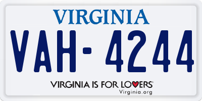 VA license plate VAH4244